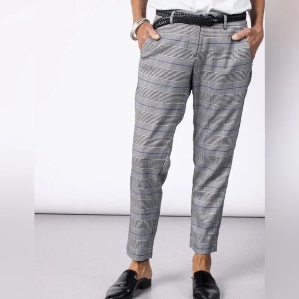 Wildfang Slim Crop Pant in Gray Plaid